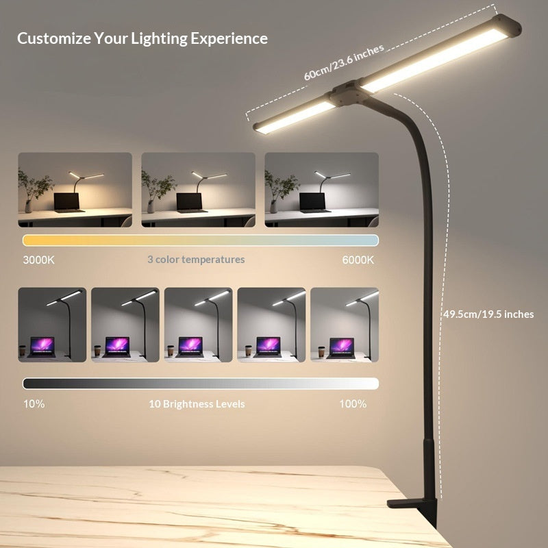 Eye Protection Double Headed Clip Learning Desk Lamp