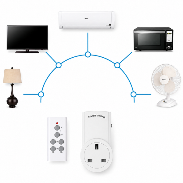 5-Socket Remote Control Extension with 2 Remotes