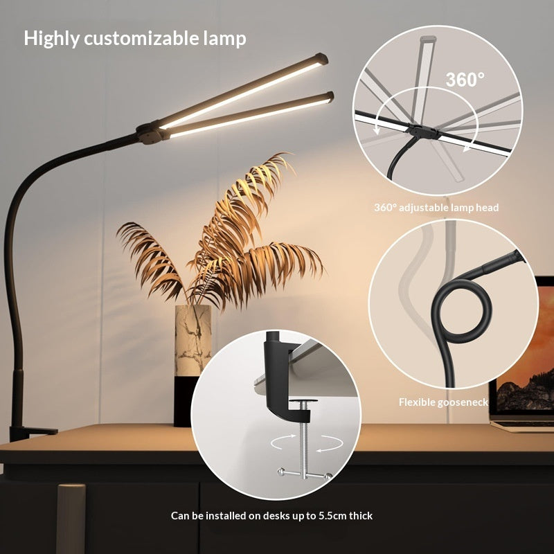 Eye Protection Double Headed Clip Learning Desk Lamp